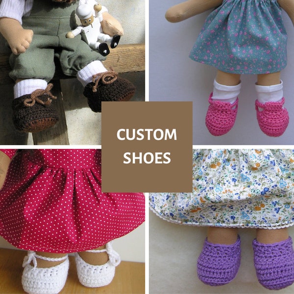 Made to order Shoes for Waldorf style doll 9, 12, 14, 16, 18 inches Custom dolls Steiner toys