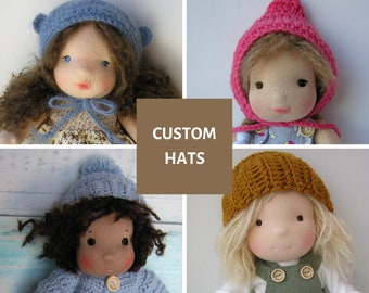 Made to order Hats for Waldorf style doll 9, 12, 14, 16, 18 inches Custom dolls Steiner toys