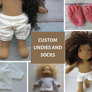 Made to order Undies, Socks, T-shirt for Waldorf style doll 9, 12, 14, 16, 18 inches Custom dolls Steiner toys image 1