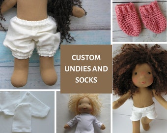 Made to order Undies, Socks, T-shirt for Waldorf style doll 9, 12, 14, 16, 18 inches Custom dolls Steiner toys