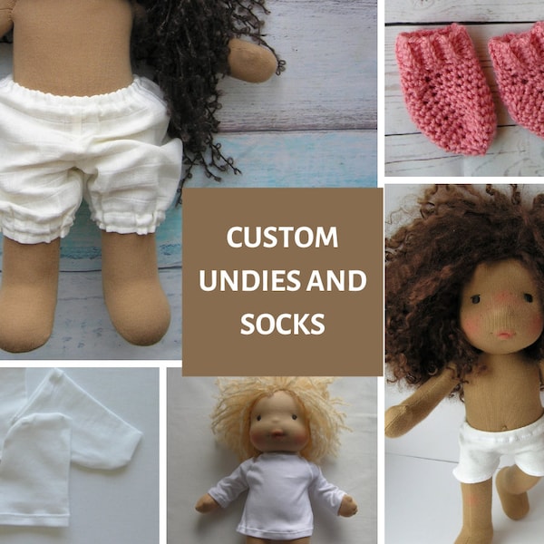 Made to order Undies, Socks, T-shirt for Waldorf style doll 9, 12, 14, 16, 18 inches Custom dolls Steiner toys