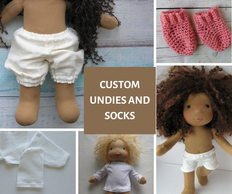 Made to order Undies, Socks, T-shirt for Waldorf style doll 9, 12, 14, 16, 18 inches Custom dolls Steiner toys image 1