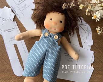 12-inch Waldorf Doll Sewing Pattern, Rag Doll Tutorial with Clothes (PDF)