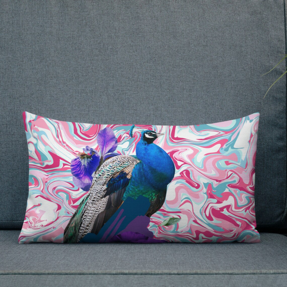 Premium Pillow colourful background-bird design | Etsy