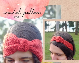 Easy Twisted Headwrap Crochet Pattern; Knotted Headband; Textured Stitch; Made to measure, any yarn; Baby, toddler, child, adult; PDF