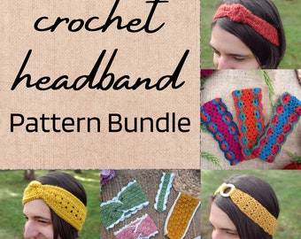Crochet Headband Pattern Bundle: 5 crochet patterns (PDF Download)