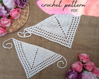 Gehaakt bandanapatroon; Snelle, gemakkelijke driehoekige hoofddoek; Elk garengewicht, op maat gemaakt; maat kind en volwassene; beginnersvriendelijk haken; pdf