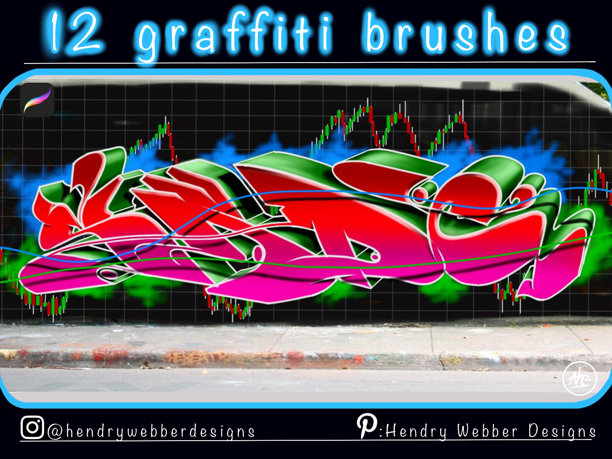 12 Procreate Graffiti Pinsel Starter Pack Set Etsy