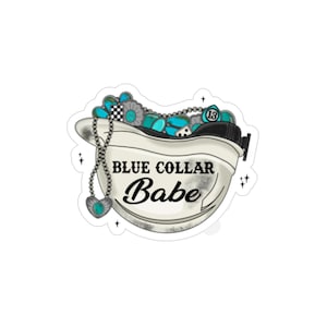 Blue Collar Babe Design, Die-Cut Stickers for Hard Hat, 1pc, Weatherproof Stickers, Tool Box Decals, Laptop