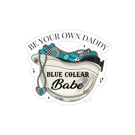 Blue Collar Babe Hard Hat Sticker, fun hard hat Decal