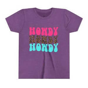 Howdy Howdy Howdy Youth Tee - Funny Kids T-Shirt, Cowboy Theme Short Sleeve Shirt, Western Style Clothing, Children&#39;s Graphic Top, Cute
