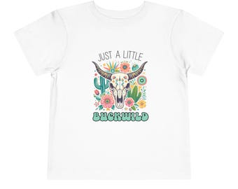 Maglietta per bambini Buckwild, da cowgirl, da rodeo, da rancher occidentale, per bambini, Little Buckwild