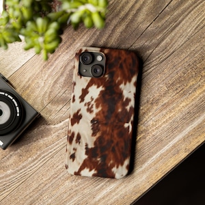 Cowhide Slim Phone Case, Western Phone Case, iPhone Case, Samsung Case, Unique Phone Cover, Gift for Her, Gift for Him, Cowhide Design,