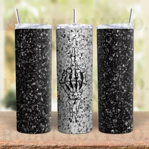 Ready To Press Sublimation Print Heat Transfer, 20oz Straight Skinny Tumbler, sublimation ink, skeleton hand, black glitter, cups, printing