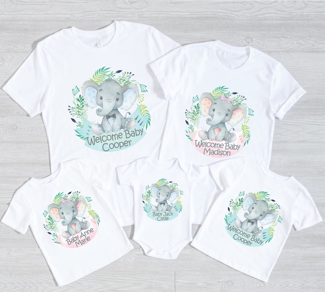 Baby Elephant Family Shirts Elephant Baby Shower Shirts Etsy
