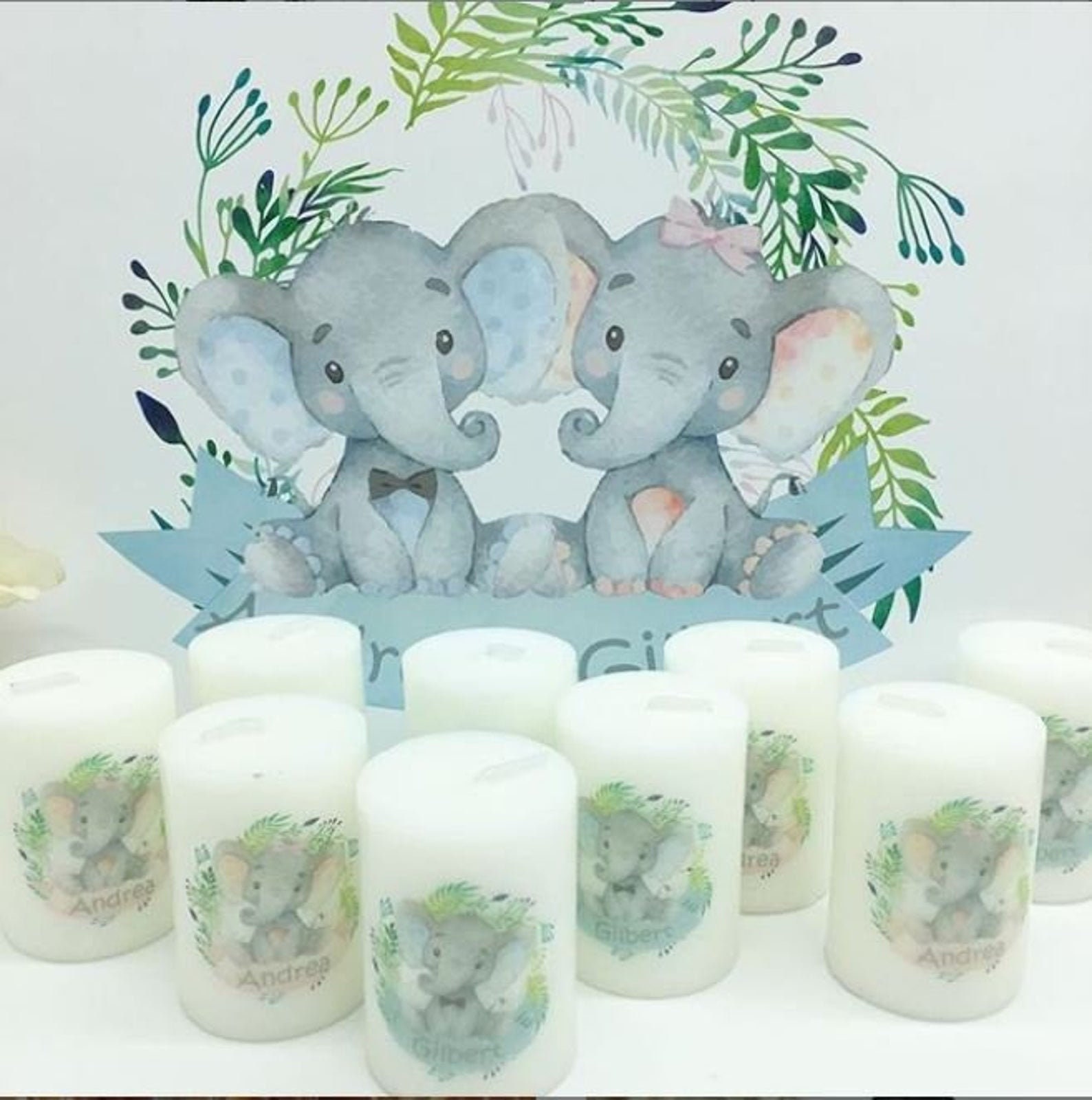 12 Candles Elephant Baby Shower Favors Boy Elephant Baby Etsy