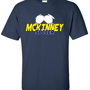 Mckinney high school lions soccer t-shirt ....short or long sleeve ---navy blue