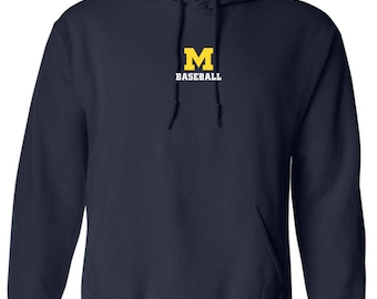 Mckinney high school lions small M baseball center print hoodie ---navy blue