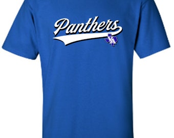 Van Alstyne high school va panthers script t-shirt ....short or long sleeve ---royal blue