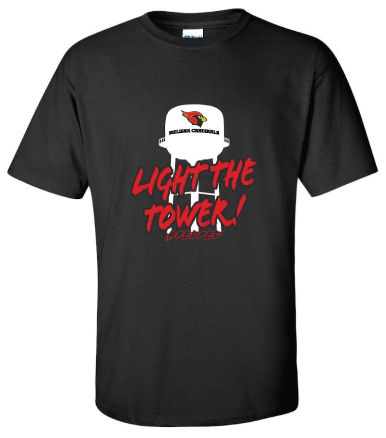 Melissa high school cardinals light the water tower t-shirt ....short or long sleeve black Short sleeve