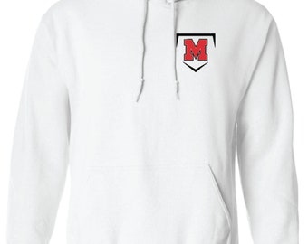 Melissa high school cardinals small M home plate baseball / softball hoodie ---gray or white