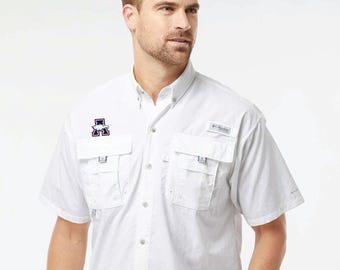 Allen high school bulldogs embroidered A Eagle Head columbia bahama II fishing shirt ---6 colors