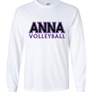 Anna high school lady coyotes volleyball block ANNA Tshirt ....short or long sleeve ---4 colors Long -White
