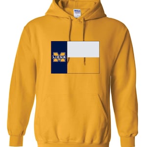 Mckinney high school lions Texas flag hoodie or crew sweatshirt ---gold