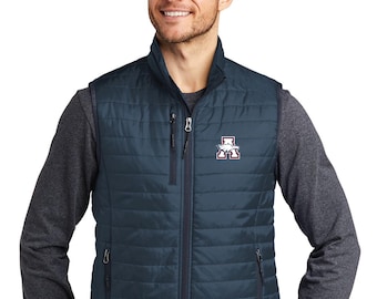 Allen high school eagles embroidered A eagle head mens packable puffy vest ---3 colors
