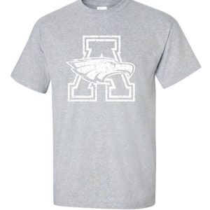 Allen high school eagles distressed large A eagle head Tshirt ....short or long sleeve ---5 different colors