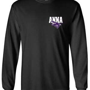 Anna high school small anna coyotes Tshirt ....short or long sleeve ---light gray or black Long -Black