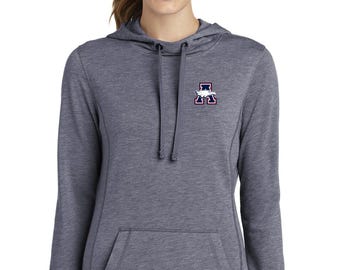 Allen high school eagles embroidered A Eagle Head LADIES tri-blend wicking fleece pullover ---3 colors