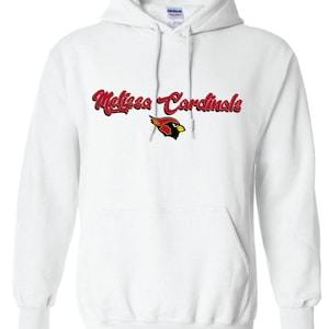 Melissa high school cardinals cursive lines hoodie ---white or gray