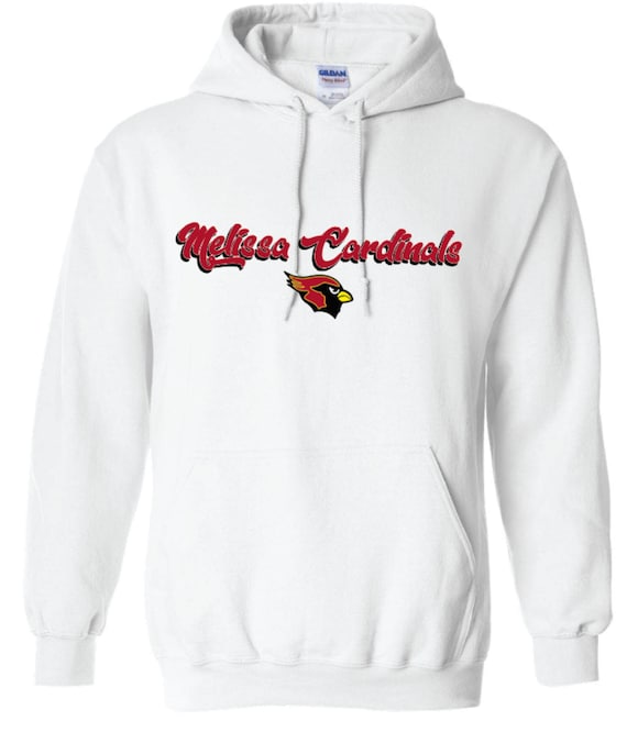 Melissa High School Cardinals Cursive Lines Hoodie white or 