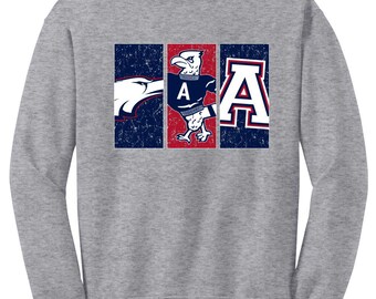 Allen High School Allen eagles triple logo hoodie or crew sweatshirt ---white or gray