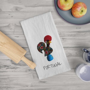 Galo De Barcelos Portugal Tea Towel, Portuguese Rooster, Kitchen Decor, Housewarming Gift, Dishcloth, Kitchenware