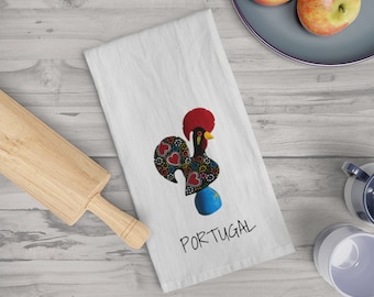 Galo de Barcelos Tea Towel: Portuguese Rooster Kitchen Decor