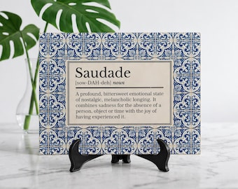 Saudade definition ceramic photo tile | Portuguese blue tile design