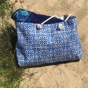 Blue Tile Weekender Bag, Maria Palita