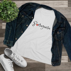 Women&#39;s Premium T-Shirt, PORTUGUESA in white