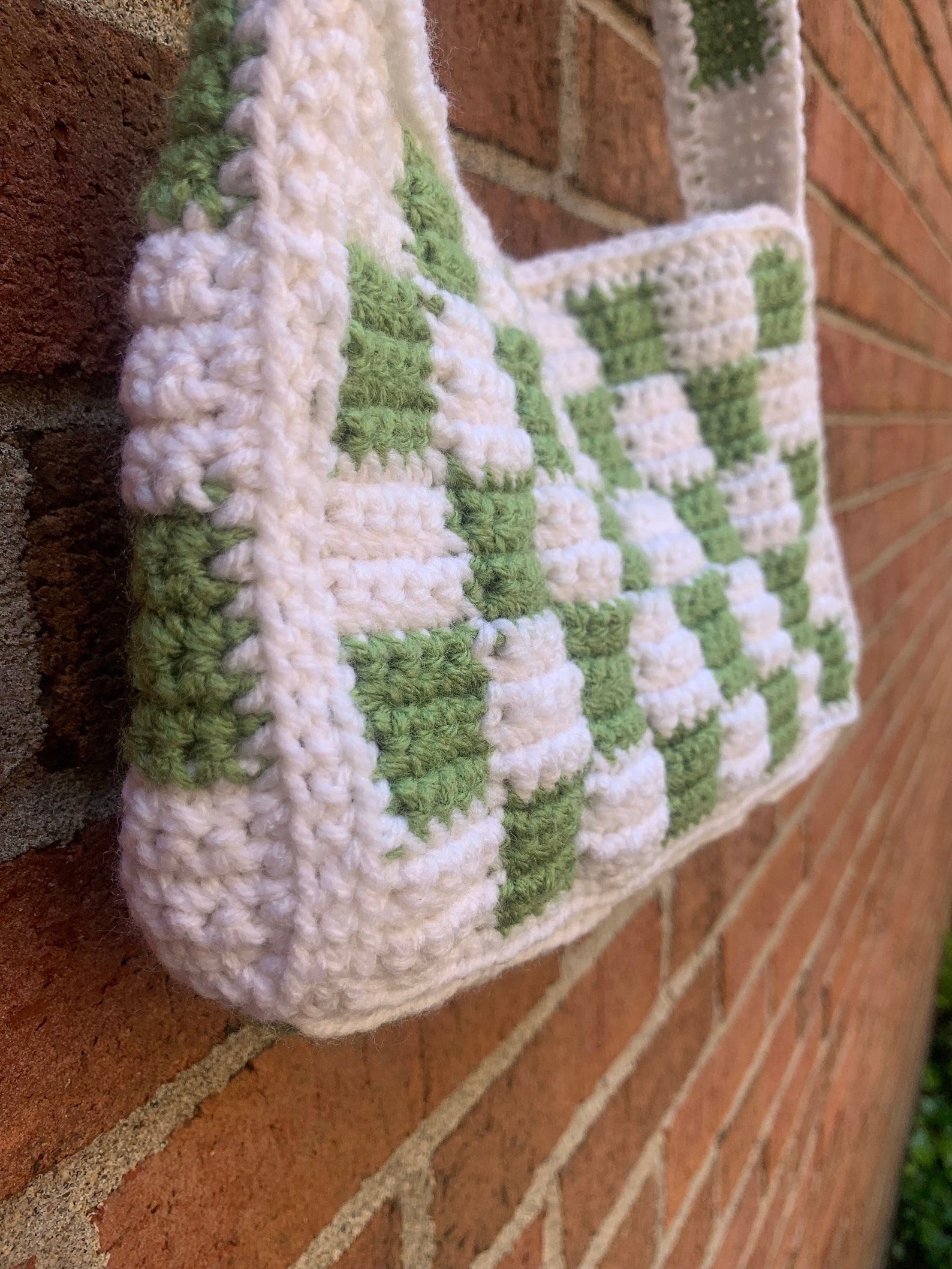 Crochet sac à bandoulière à vert et blanc fait maison Etsy
