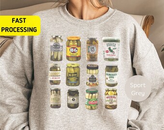 Vintage Canned Pickles Sweatshirt, Viral Pickle Sweatshirt, Pickle Lover Sweater, Pickle Jar Crewneck Sweater, Canning Season Sweatshirt