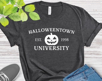 Oxodoi Womens Halloweentown and Chill Graphic Pullover Long Sleeve Oversized Sweatshirt Tunic Top Funny Halloween Print Shirt