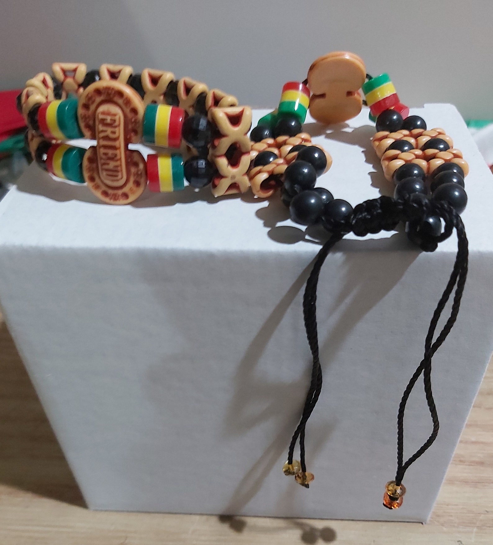 Bracelet perlé damitié rasta / bracelet rastafarien à cordon Etsy