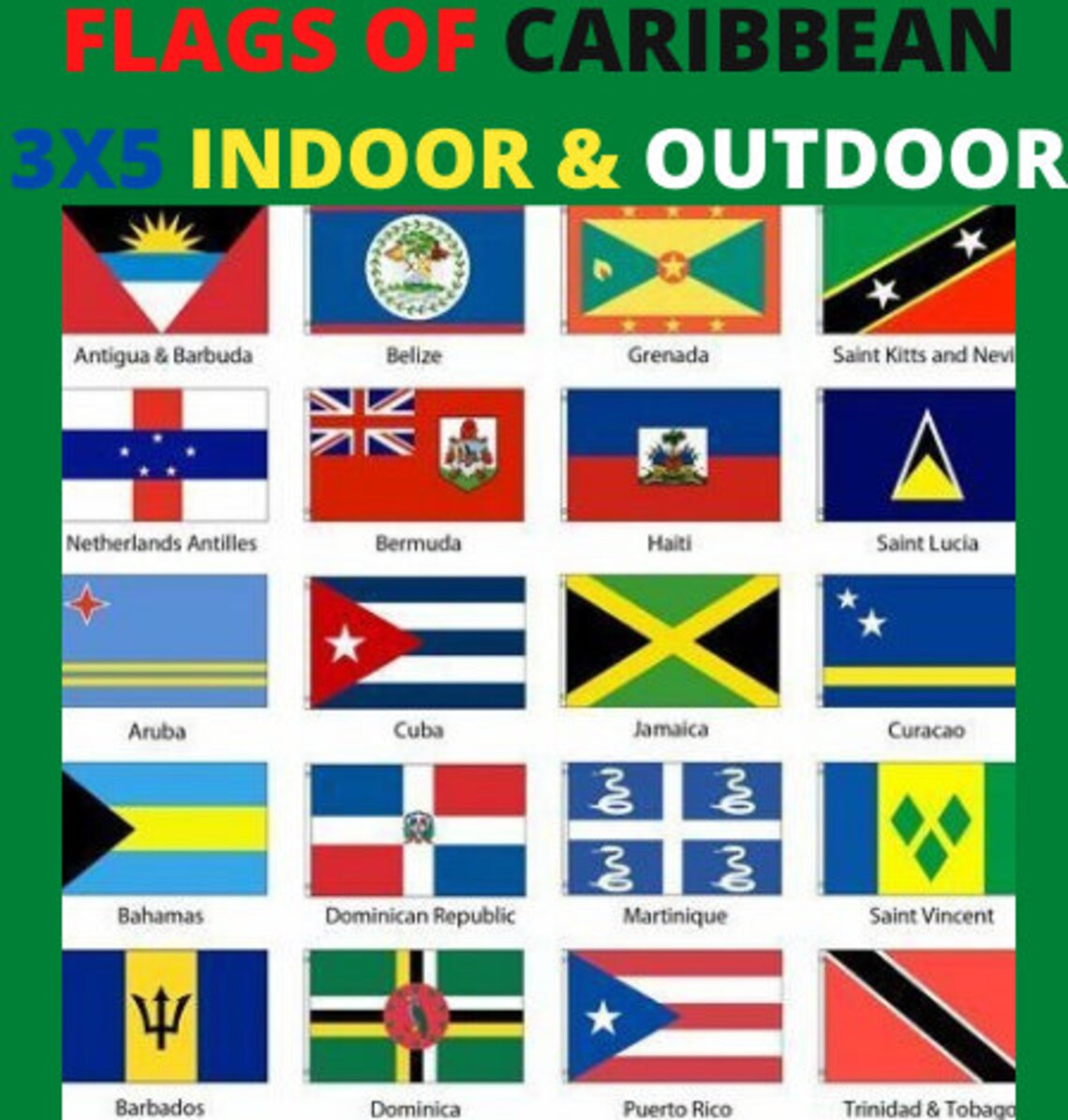 Flaggen der Karibik/Jamaika Pole Flagge/Kuba 3 x 5 | Etsy