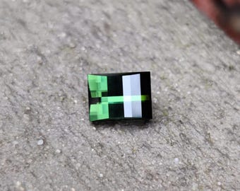 Dunkelgrüner Turmalin 2,26 kt pixelsnede | Lupenreïne | Handgeschliffen in der Schweiz | Rechteckiger Präzisionsschliff