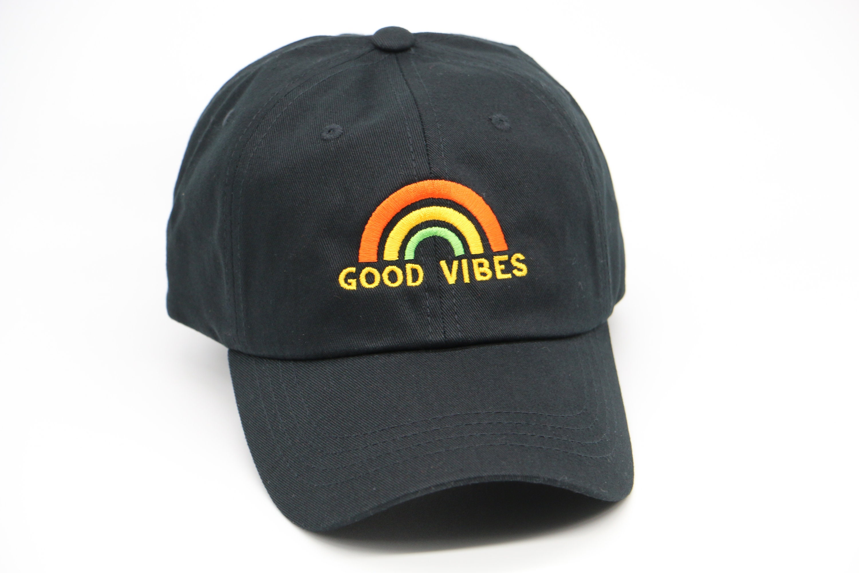 Casquette Baseball "Good Vibes" Noire Brodée - Réglable Strapback - Unisexe - Occasion