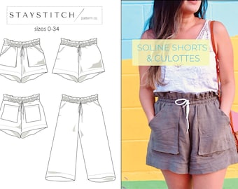 Soline Shorts and Culottes Sewing Pattern for Wovens