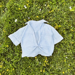 Malibu Shirt Cropped Linen Collared Shirt Sewing Pattern image 8