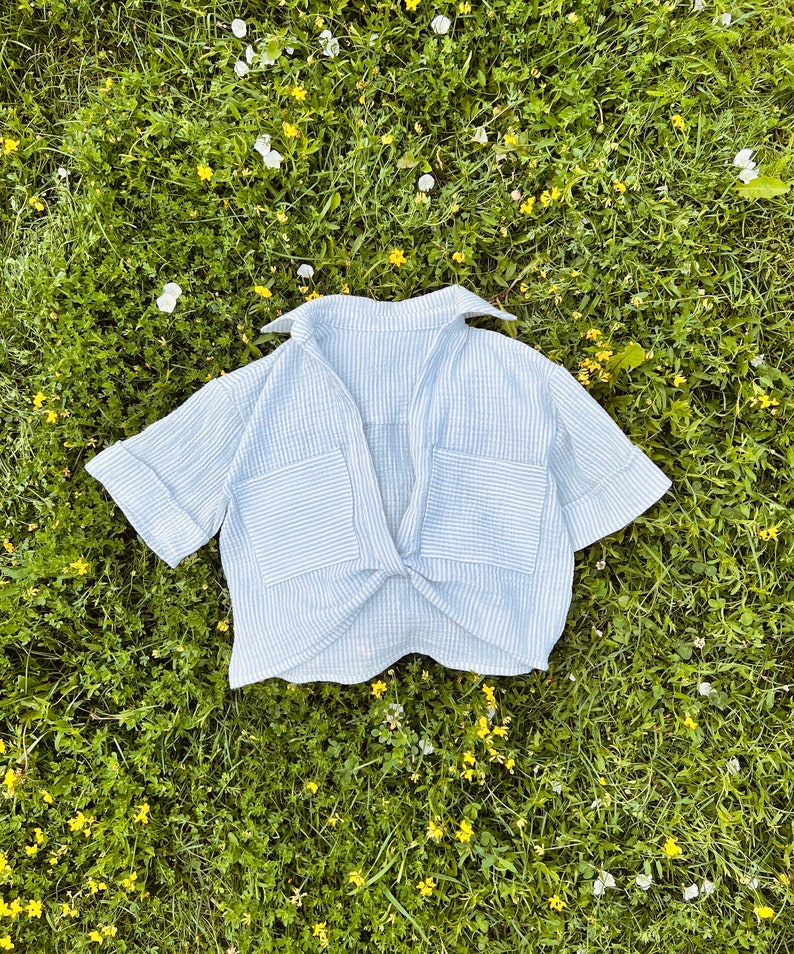 Malibu Shirt Cropped Linen Collared Shirt Sewing Pattern image 8